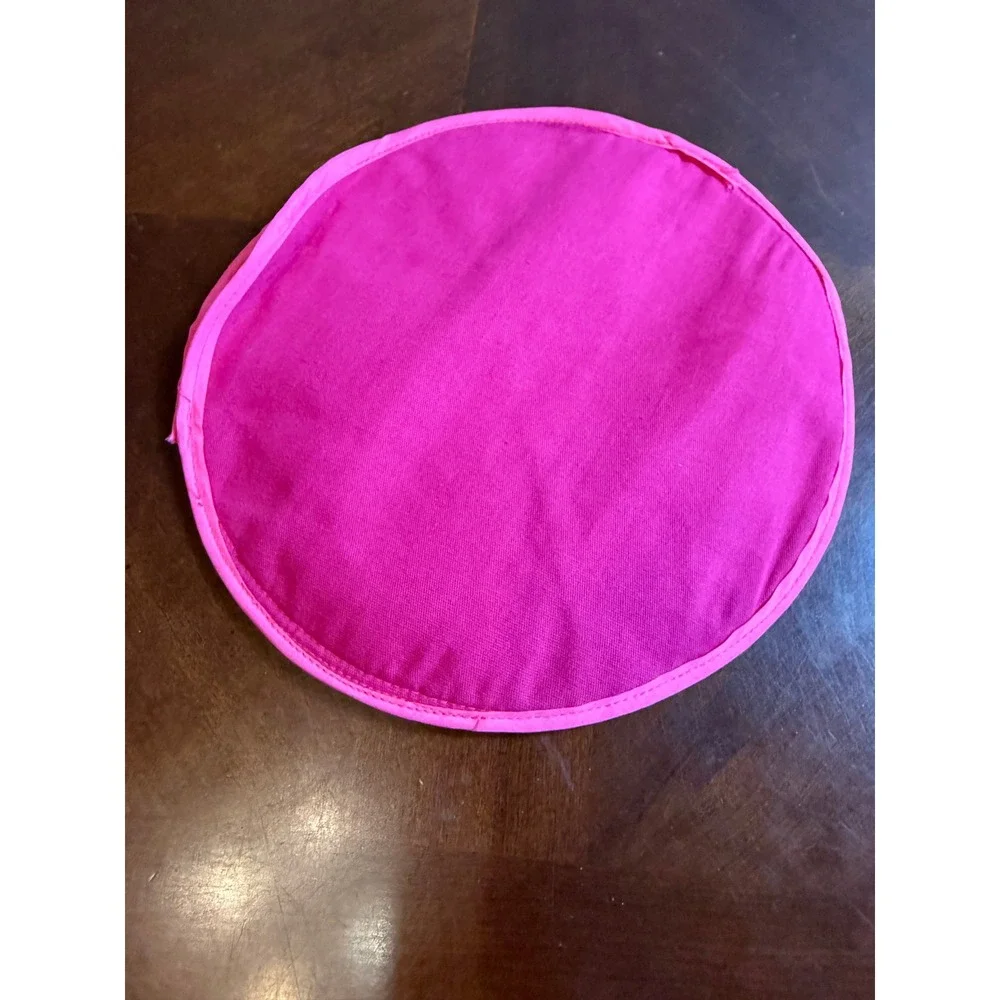 Mexican Hand Embroidered Floral Tortilla Warmer Pouch Pink Round Boho